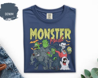 Comfort Colors® Monster Mash Halloween Shirt, Retro Halloween Monsters Tee, Spooky Season Graphic Shirt, Funny Halloween Tee