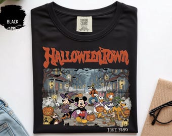 Comfort Colors® HalloweenTown Disney Friends Shirt, Mickey Minnie Halloween Tee, Disney Halloween Party Shirt, Spooky Season Graphic Tee