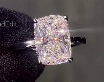 Radiant Cut Lab Grown Diamond Engagement Ring 3.50 CT Hidden Halo Solitaire Ring White Gold Minimalist Wedding Ring