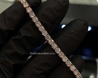 VVS1 Moissanite Tennis Bracelet 925 Sterling Silver Yellow Gold Plated Bridal Wedding Gift for Her