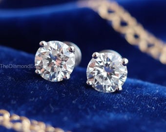 1.00 CT Diamond Stud Earrings 925 Silver, Classic Everyday Jewelry, Screw back, 1 Carat Each Stud, Gift for Her Wedding/Birthday/Anniversary