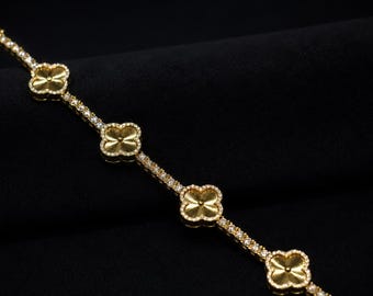 Certified VVS1 Clover Bracelet Diamond Moissanite - Gold
