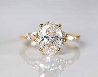 2.00ct Oval Lab Grown Diamond Engagement Ring, 14k Gold Lab Grown Diamond Ring, IGI Certified Diamond Ring, Oval Wedding Ring