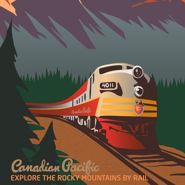 Retro Travel CP Rail Train Travel Poster