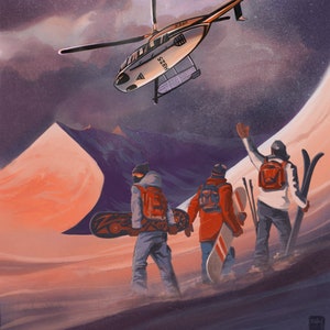 Freestyle Ski Art, Retro Ski Poster, Skier Print, Ski Poster, Extreme Skiing Decor, Downhill Ski, Alps Skiing
