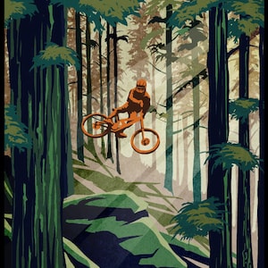 Retro Mountain Bike Poster/ Illustration / fine art print 11X17"  MY THERAPY slogan