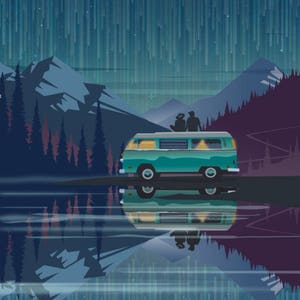 Vintage VW VW Camper Poster, Retro Camping Poster, Westfalia Kunst, Abenteuer Leben im Van, Camper Dekoration, Cabin Cabochon, Camping Geschenk