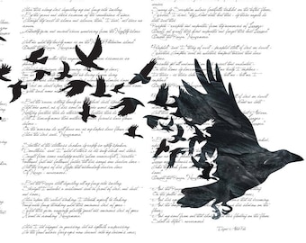 Edgar Allan Poe Raven Art Print, Gothic Home Decor - Etsy