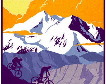 vintage retro mountain bike illustration poster print:Live to Ride 11X15