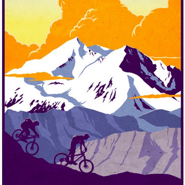 vintage retro mountain bike illustration poster print:Live to Ride 11X15