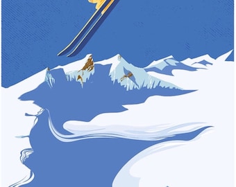 Retro Ski Canada Poster, Vintage Winter-Sport Wall Art