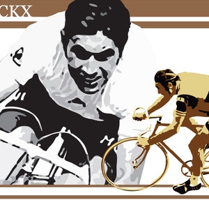 retro style EDDY MERCKX collectible original cycling art giclée illustration print