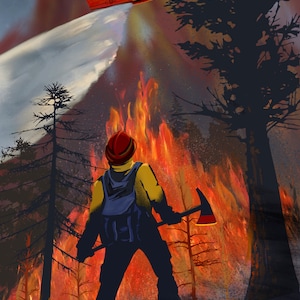 Feuerwehrmann Druck, Waldbrand Kunst, Wildfire Kämpfer Dekoration, Brandschutz Poster, Flugzeuge Kunst, Brushfire Wandkunst, Luftfahrt Geschenk