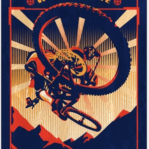 Mountainbike cyclus kunst, retro mountainbike poster, fietsen muur decor, fiets kunst, kunst aan de muur fietser, motiverende kunst, fiets decor
