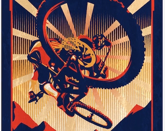 Retro mountainbike-konsttryck, cykelväggdekor, motivationsposter