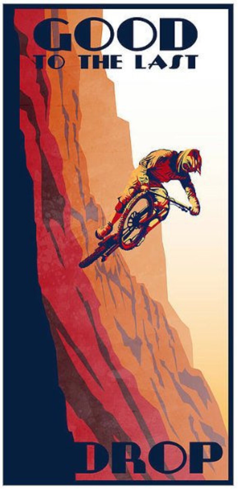 Retro motivational mountain bike poster print 8X17 Etsy