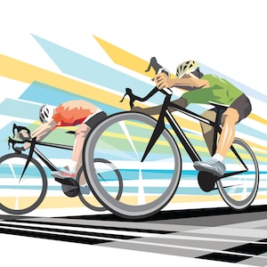 Radsport Original- Modern -Retro-Sport Illustration Poster: SPRINT FINISH