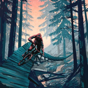 Mountainbike poster, retro fietsen kunst, kunst aan de muur fietser, buiten fiets kunst, fiets poster, fietser cadeau, kunst aan de muur mountainbike, fiets