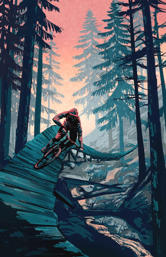 Mountain Biking Poster, Retro Cycling Art, Bike Rider Wall Art, Outdoor Bike Art, Cycle Poster, Cyclist Gift, mountain bike wall art, bike