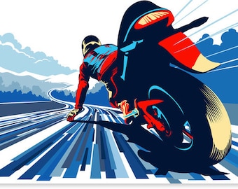 Retro Motorbike racer illustration poster 11x17