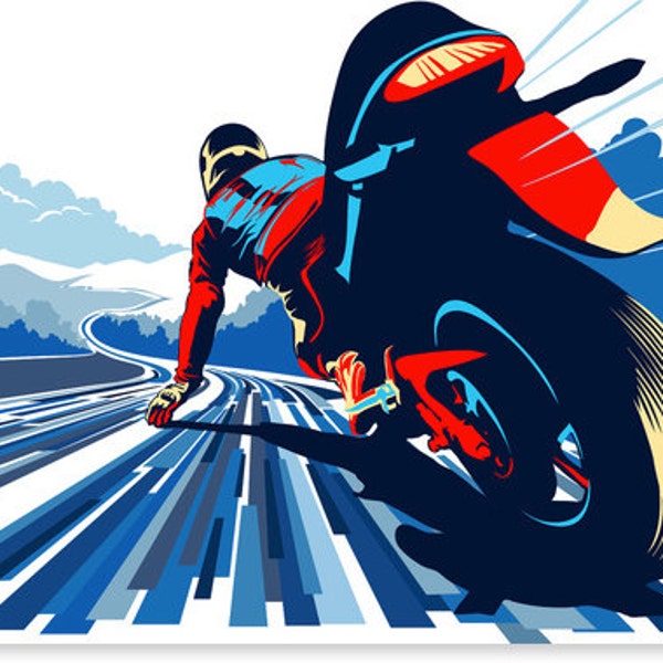 Retro motorcoureur illustratie poster 11 x 17