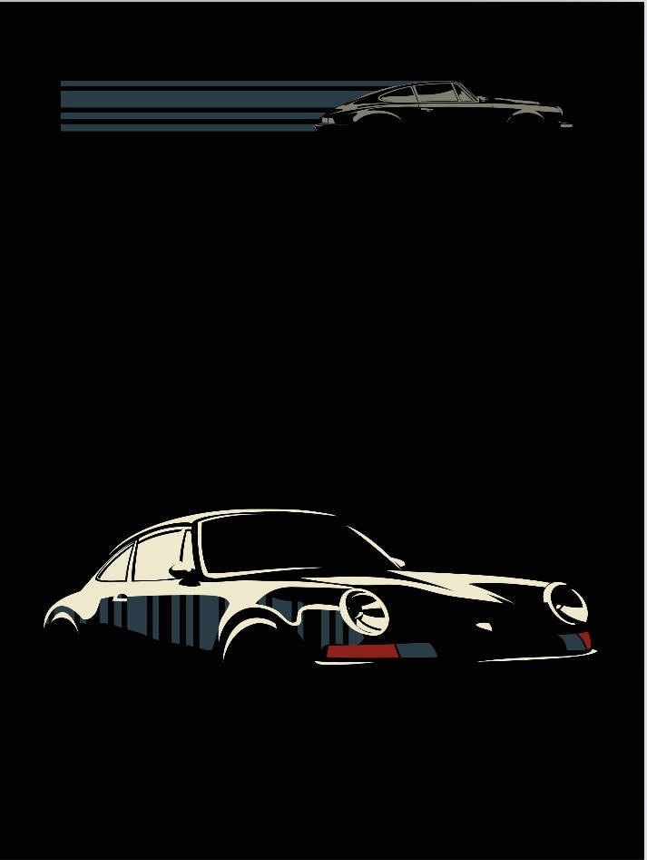 レトロなポルシェ 911 クラシックカー ウォールアート/ポスター
