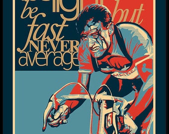 Vintage Retro Tour de France Cycling Print Poster Motivational Quote Hard as Nails