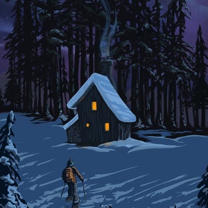 Moonlit Snowshoe winter wonderland landscape