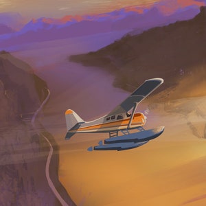 Vintage De Havilland Float Plane Wall Art, Vintage Aviation, Air Travel, Retro Aircraft, Classic Aviation Decor,Vintage Float Plane wall art