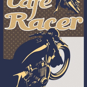 Retro Caferacer Honda motorcycle retro poster, illustration, art 11X17"