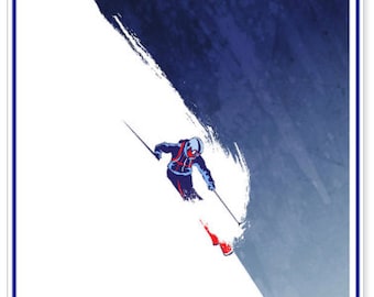 Retro styled winter sport ski poster: Powder to the People 11X17