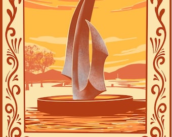 Póster retro de viaje a Columbia Británica, Okanagan y Kelowna