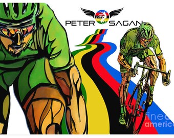 Peter Sagan, triplo campione del mondo di ciclismo, originale, stampa artistica/poster/