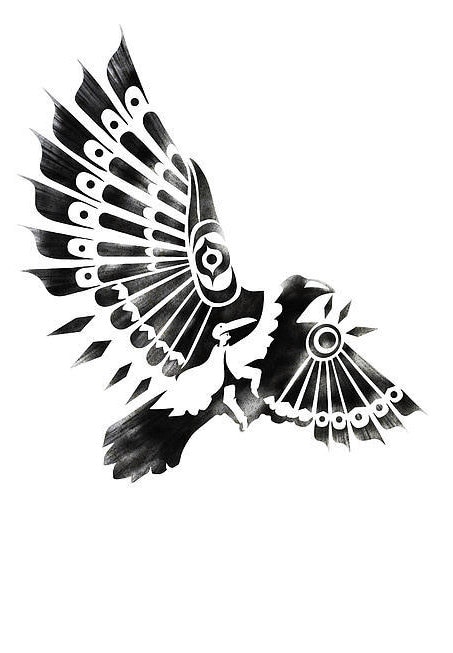 Black and White RAVEN / CROW SHAMAN Spiritual Dance Tribal Art Stencil