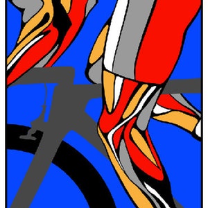 Tour de France Cycling fine art print, poster, illustration, painting: cyclist legs