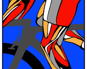 Tour de France Cycling fine art print, poster, illustration, painting: cyclist legs