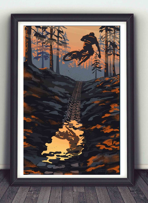 Retro style Mountain Bike Jumper Poster Art Illustration Fine Art Print