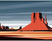 Original Arizona Landscape Monument Valley at Sunset Illustration / Painting / Print / Giclee 11X16
