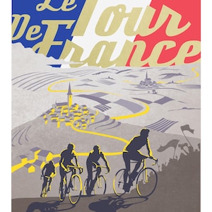 Retro Cycling Poster, Tour de France Art, Bike Art Print, Yellow Jersey, Vintage Sports Prints, Cycling Decor