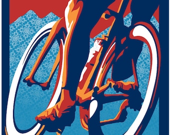 Retro Cycling Print, 'Ride Hard' Motivational Poster