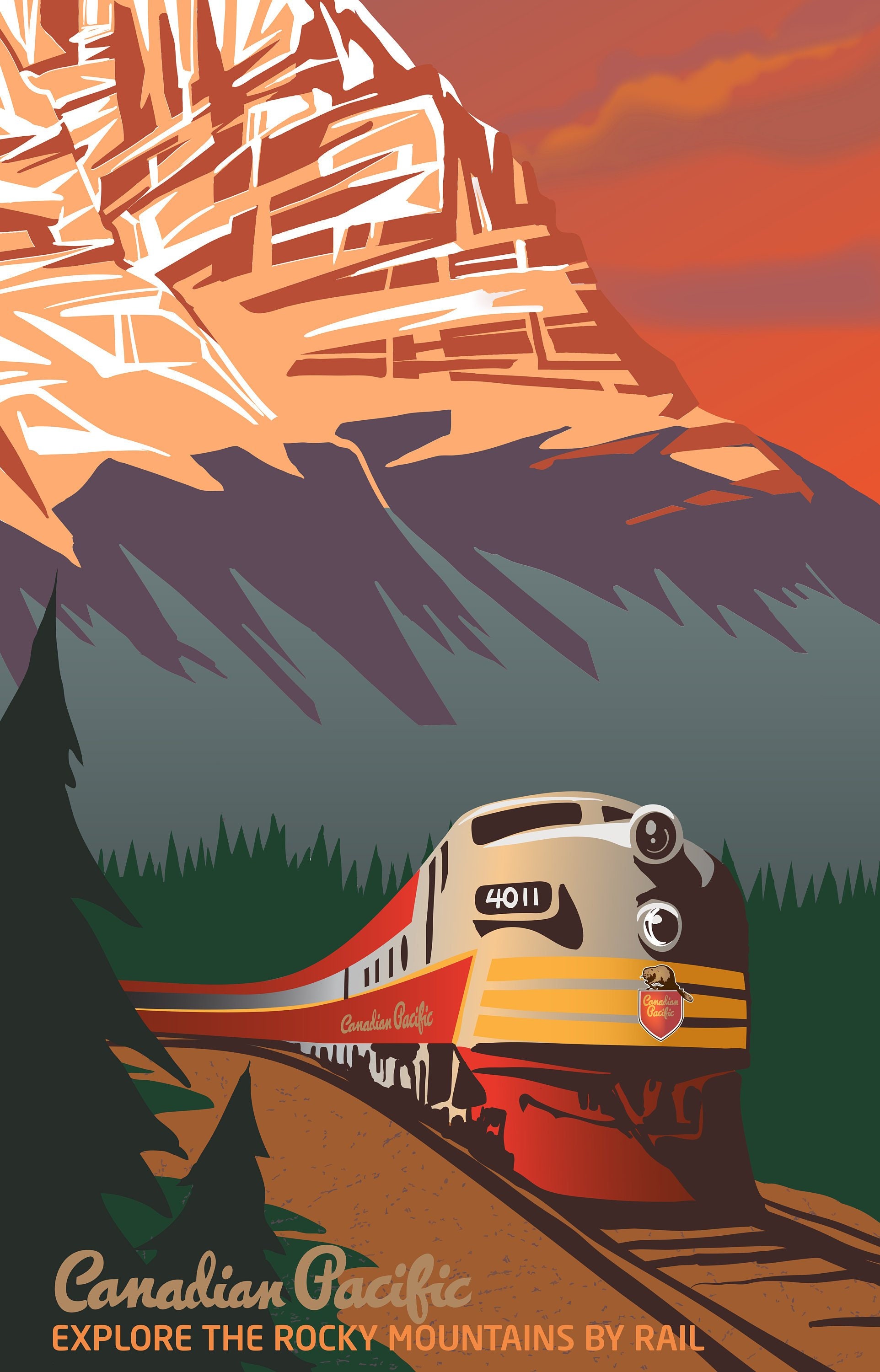 Retro CP Rail Train Travel Poster Etsy