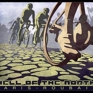 retro Bike art, cycling poster Paris Roubaix  sports poster wall art cycling gift