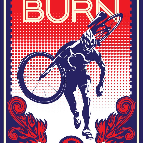 vintage retro styled cyclocross cycling poster: Feel the Burn 11X17