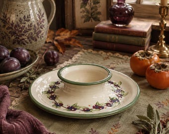 Plateau à goûter vintage Emerson Creek Pottery de 25 cm (10 pouces) à la myrtille