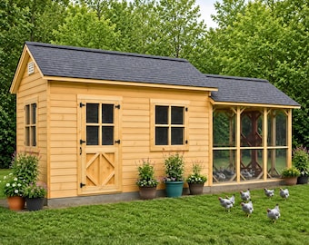 8x18 Walk-In Chicken Coop Plans –Chicken Coop With Run | DIY Poultry Shed Plans | Coop for 10-12 Chickens | Homestead Poultry Coop Build