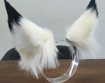 Weiß Fuchs Ohren Stirnband, flauschige Tier Ohren, einstellbare pelzigen Cosplay Zubehör, handgemachte Therian Ohr Stirnband, benutzerdefinierte Farbe
