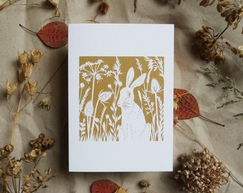 Greetings Card 'Hare in Seedheads'