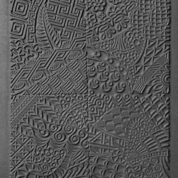 Cloodlettes Lisa Pavelka Texture Stamp, Rubber Texture Matt, Polymer Clay Texture Plate, Impression Stamp, Doodle Texture Stamps
