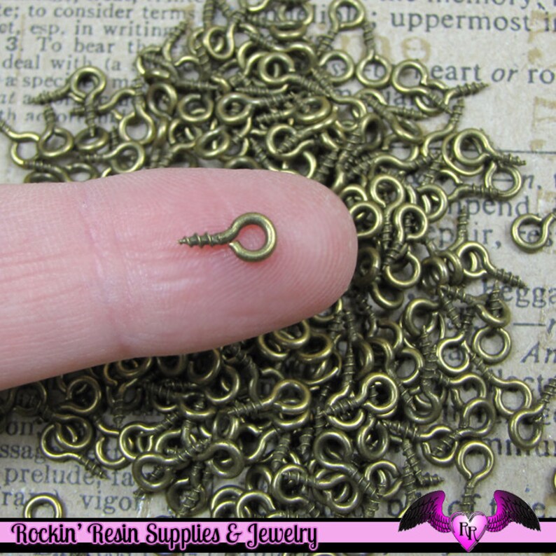 100 pcs Antique Bronze Brass Screw Eyes 8mm x 4mm SHIPS FROM Etsy