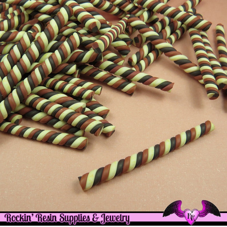 5 Pc CHOCOLATE MARSHMALLOW or Taffy Twist Sticks Fimo Decoden Etsy